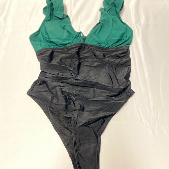 Tidal Glow Green & Black One Piece Swimsuit - Picture 4 of 4